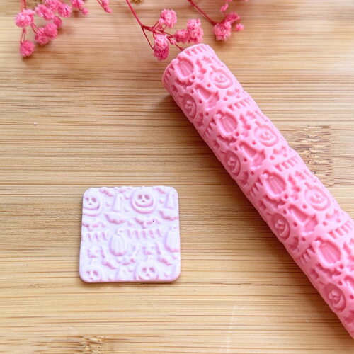 Rouleau texture pour polymère | roller texture | fabrication de bijoux| outils en pâte polymère | rouleau texture halloween