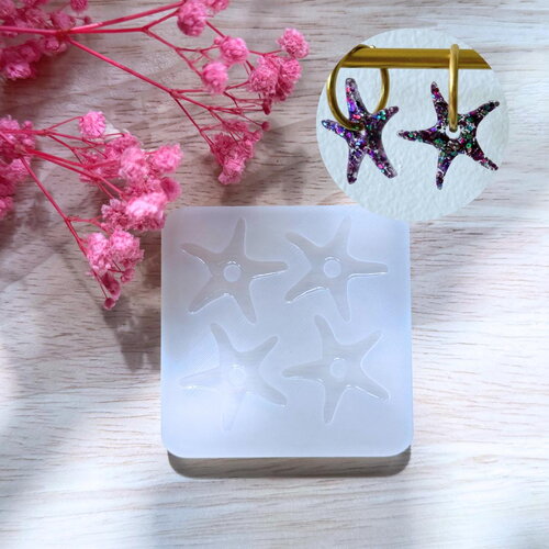 Moule silicone pour résine époxy, uv, resinmold, moule pour pampilles interchangeable, moule silicone étoile de mer