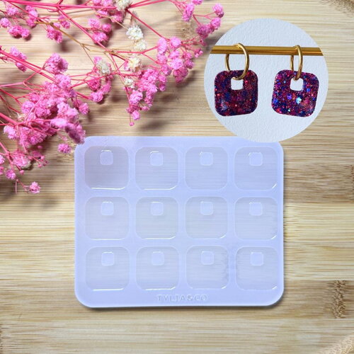 Moule silicone pour résine époxy, uv, resinmold, moule pour pampilles interchangeable, moule silicone, carré , géométrique