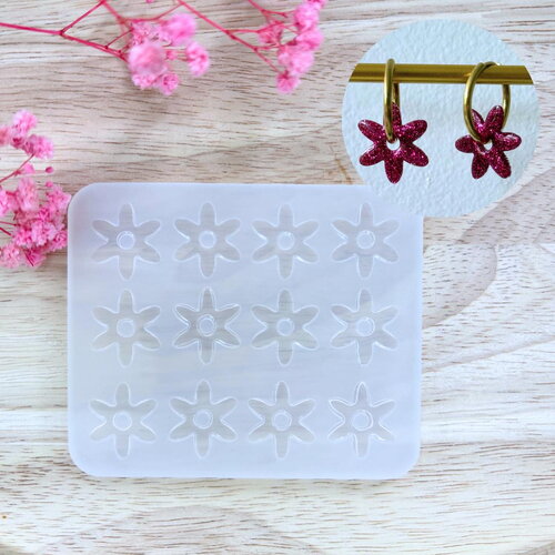 Moule silicone pour résine époxy, uv, resinmold, moule pour pampilles interchangeable, moule silicone fleur étoile