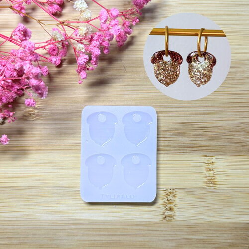 Moule silicone pour résine époxy, uv, resinmold, moule pour pampilles interchangeable, moule silicone automne, gland, châtaigne