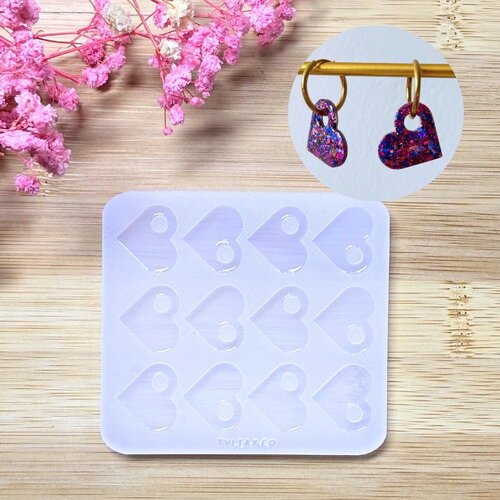 Moule silicone pour résine époxy, uv, resinmold, moule pour pampilles interchangeable, pampilles coeur