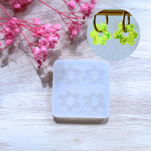 Moule silicone pour résine époxy, uv, resinmold, moule pour pampilles interchangeable, fleur nuage