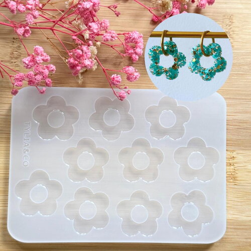 Moule silicone pour résine époxy, uv, resinmold, moule pour pampilles interchangeable, moule silicone fleur, flower