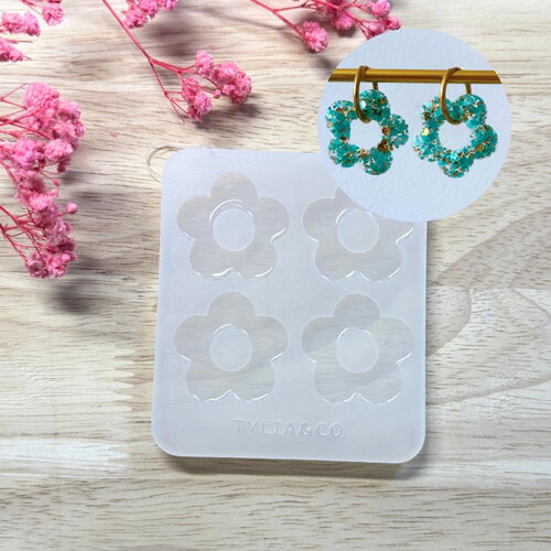 Moule silicone pour résine époxy, uv, resinmold, moule pour pampilles interchangeable, moule silicone fleur, flower