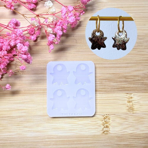 Moule silicone pour résine époxy, uv, resinmold, moule pour pampilles interchangeable, moule silicone automne, halloween, fantôme, ghost