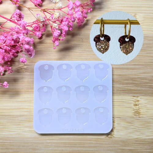 Moule silicone pour résine époxy, uv, resinmold, moule pour pampilles interchangeable, moule silicone automne, gland, châtaigne