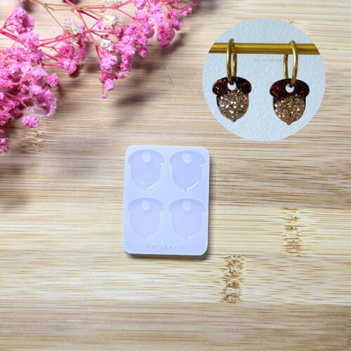 Moule silicone pour résine époxy, uv, resinmold, moule pour pampilles interchangeable, moule silicone automne, gland, châtaigne