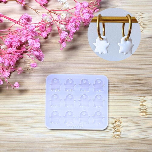 Moule silicone pour résine époxy, uv, resinmold, moule pour pampilles interchangeable, moule silicone automne, halloween, fantôme, ghost