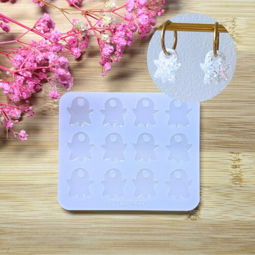 Moule silicone pour résine époxy, uv, resinmold, moule pour pampilles interchangeable, moule silicone automne, halloween, fantôme, ghost