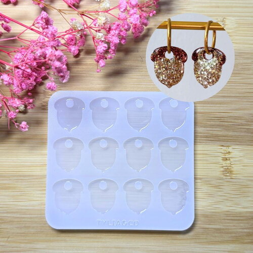 Moule silicone pour résine époxy, uv, resinmold, moule pour pampilles interchangeable, moule silicone automne, gland, châtaigne
