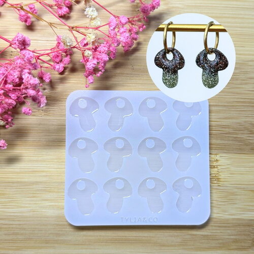 Moule silicone pour résine époxy, uv, resinmold, moule pour pampilles interchangeable, champignon, halloween, automne
