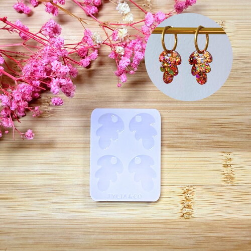 Moule silicone pour résine époxy, uv, resinmold, moule pour pampilles interchangeable, moule silicone, feuille, feuille de chène