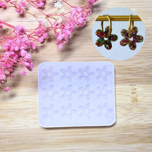 Moule silicone pour résine époxy, uv, resinmold, moule pour pampilles interchangeable, fleur