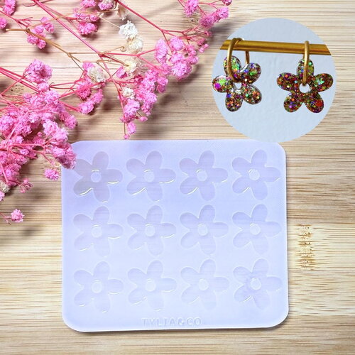 Moule silicone pour résine époxy, uv, resinmold, moule pour pampilles interchangeable, fleur