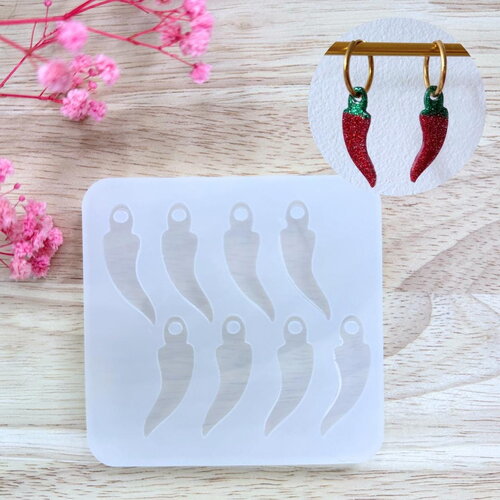 Moule silicone pour résine époxy, uv, resinmold, moule pour pampilles interchangeable, moule silicone piment