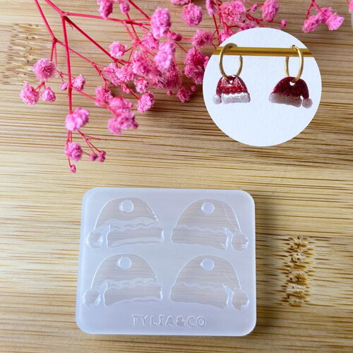 Moule silicone pour résine époxy, uv, resinmold, moule pour pampilles interchangeable, moule silicone bonnet de noël, père noël