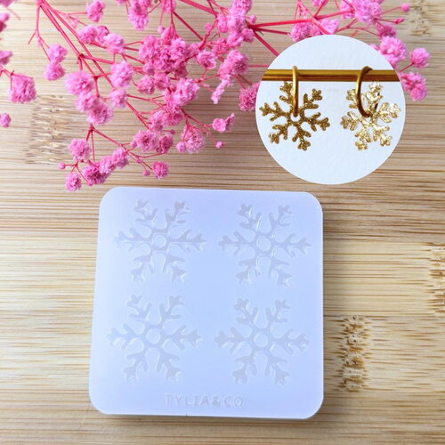 Moule silicone pour résine époxy, uv, resinmold, moule pour pampilles interchangeable, moule silicone flocon étoile flocon de neige de noël