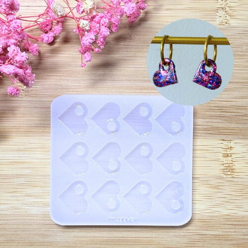 Moule silicone pour résine époxy, uv, resinmold, moule pour pampilles interchangeable, pampilles coeur