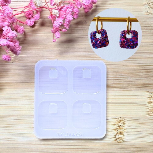 Moule silicone pour résine époxy, uv, resinmold, moule pour pampilles interchangeable, moule silicone, carré , géométrique