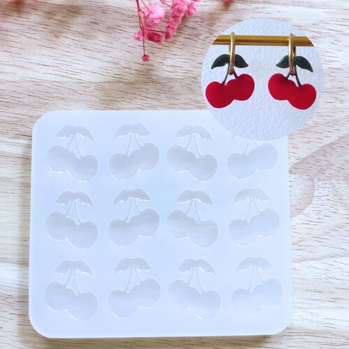 Moule silicone pour résine époxy, uv, resinmold, moule pour pampilles interchangeable, moule silicone cerises, mold cherry