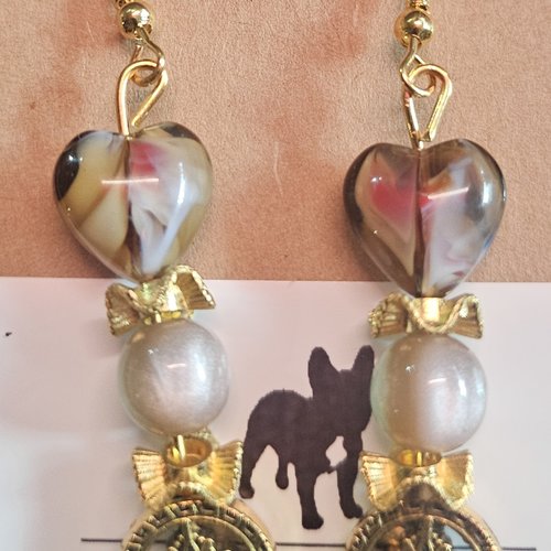 Boucles fantaisies un biais d'amour perles de coeurs