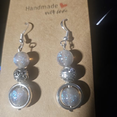 Boucles d’oreilles fantaisies un biais d'amour éclats de lune