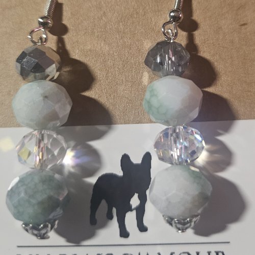 Boucles d’oreilles fantaisies un biais d'amour perles de verre