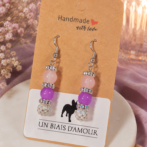 Boucles fantaisies roses et violettes