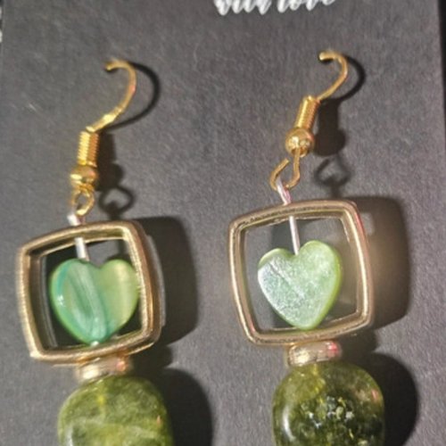 Boucles d’oreilles fantaisies un biais d'amour perles de verre