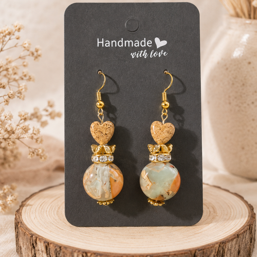 Boucles d’oreilles fantaisies un biais d'amour perles de pierre