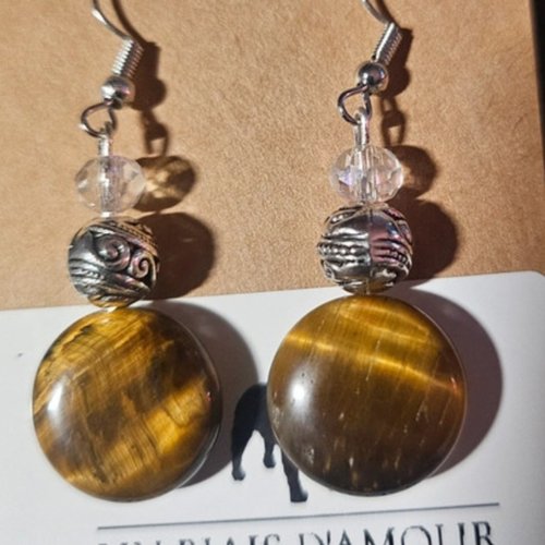 Boucles d’oreilles fantaisies un biais d'amour perles de pierre