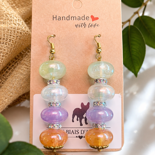 Boucles d’oreilles fantaisies un biais d'amour multicolores