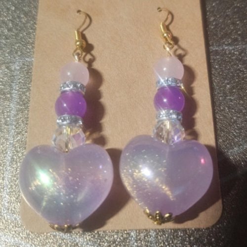 Boucles d’oreilles fantaisies coeurs roses