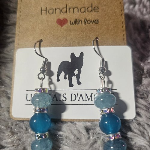 Boucles d’oreilles fantaisies un biais d'amour perles de verre