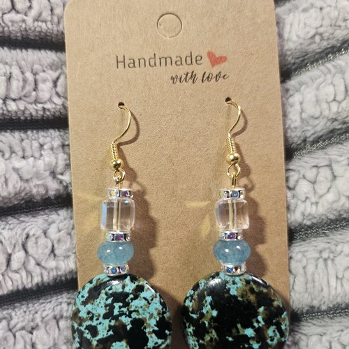 Boucles d’oreilles fantaisies un biais d'amour perles de verre