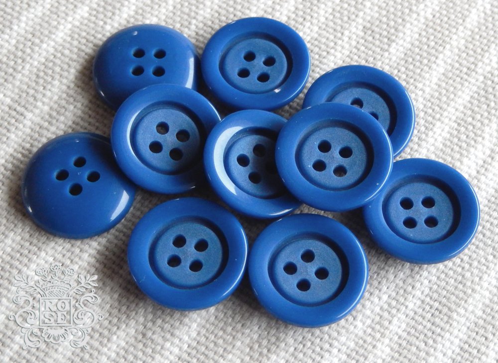 Mercerie lot de 5 boutons plastique bleu 18mm button