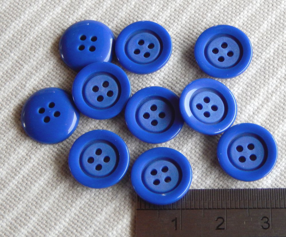 100 Pack Bleu Rond Plastique Colombie Boutons 13 mm 4 trous souterrains joblots