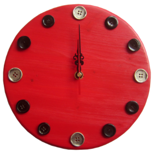 Horloge bois murale, rouge et noire, mécanisme silencieux, décoration murale, pendule, idée cadeau noël, pendaison de crémaillère...