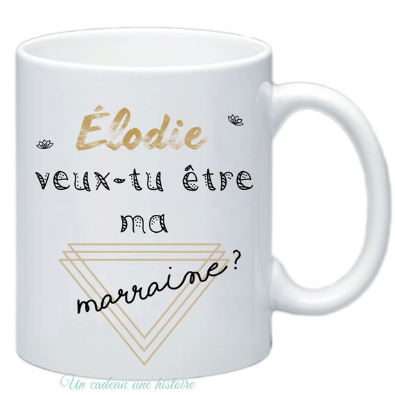 Mug marraine, veux-tu être ma marraine ? cadeau baptême prénom