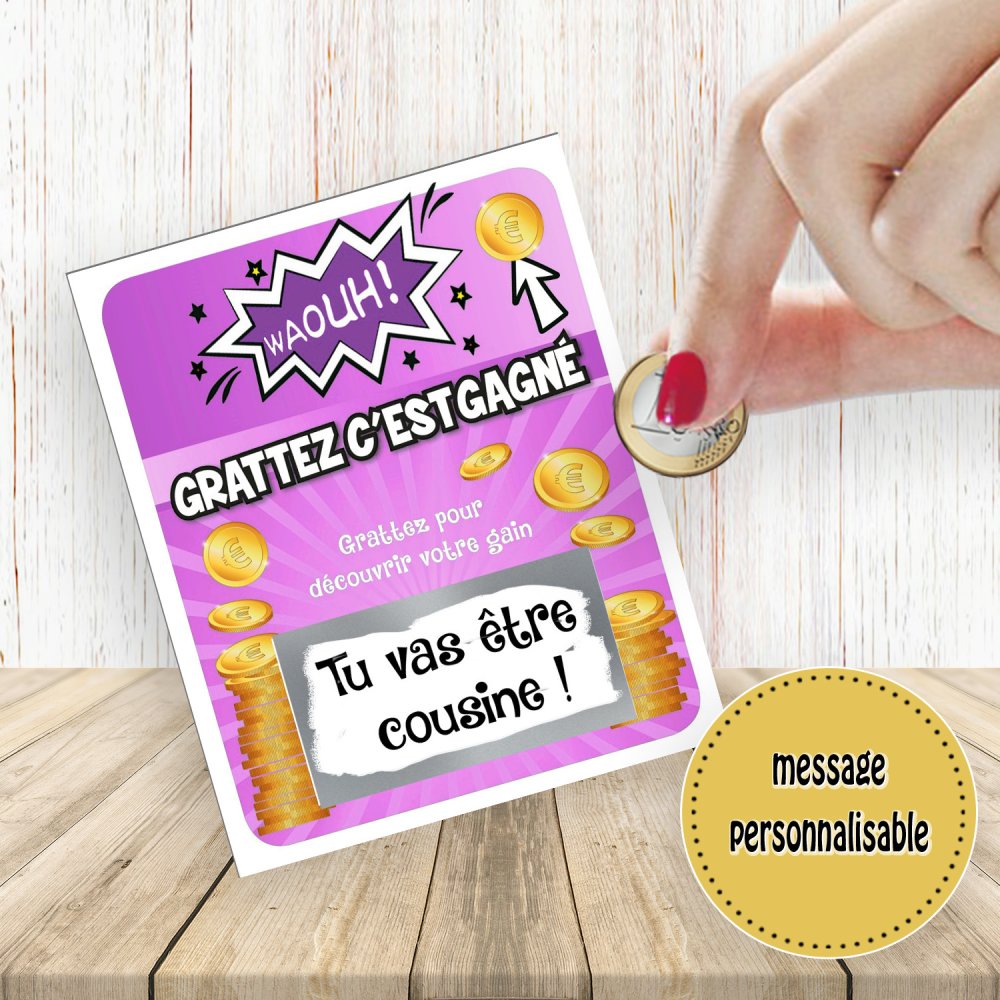 Carte A Gratter Annonce Grossesse Tu Vas Etre Cousine Carte A Gratter Annonce Originale Un Grand Marche