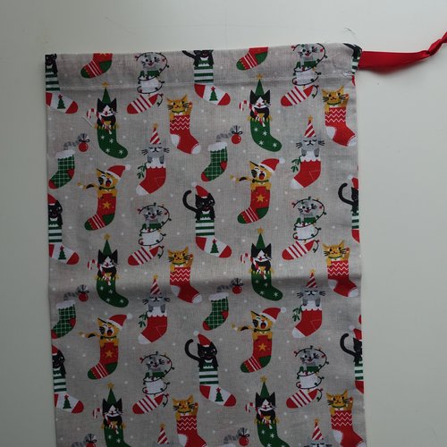 Pochette emballage cadeau - sac pochette cadeau de noël en tissu format 30x21
