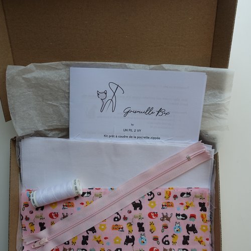 Kit couture grisouille box : la pochette zippée,  kit prêt à coudre
