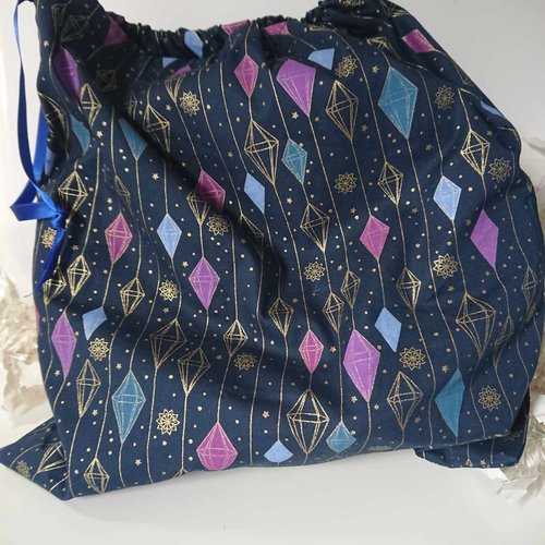 Pochette emballage cadeau sac pochette cadeau de noël en tissu 34x34,5