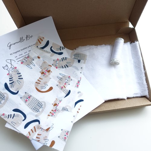 Kit couture grisouille box: 5 lingettes démaquillantes à coudre