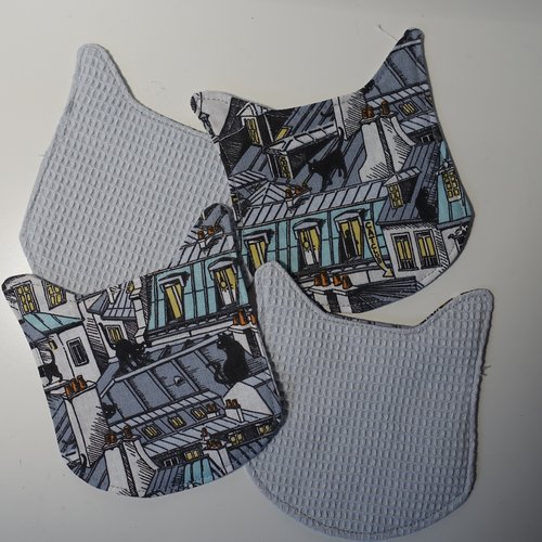 Sous-bock en tissus, sous-bock lavables en forme de chat, dessous de verre tasse