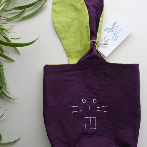 Sac de pâques, panier en tissus, sac lapin