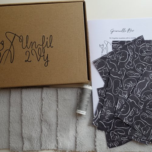 Kit couture grisouille box: les lingettes grisouille gris souris, kit prêt à coudre