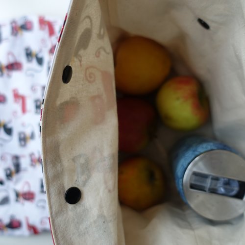Sac à vrac motifs chat, sac à goûter réutilisable