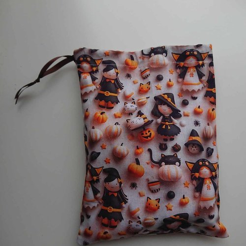 Pochon halloween, sachet bonbon halloween tissu